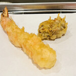 天ぷらスタンド ポンキチ酒店 - 天使の海老は、味噌まで美味しかったです