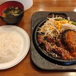 Raho Ru - サイコロステーキ＆ハンバーグ定食（1030円）