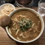 葉隠 - カレーうどん大盛と筍ご飯