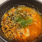 らぅめん考房 ありがた屋 - 「ミンチと溶き卵の辛つけ麺(1,050円)」、「特製のせ(350円)」、very special CARDにより「大盛(150円)」が無料