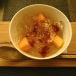 日本料理 晴山 - 【梨すり流しと柿・無花果・カシスのソース】◎2013/9