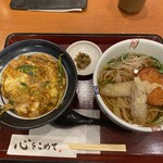 Hana gen - 日替わり（月曜日）はごぼう天とさつま揚げのそば＆玉子丼1,150円