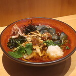 こころや - 稲庭うどん 大なめこおろしと茄子揚げ浸し