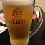 炭火焼牛タン 多賀城 - 旨そうなYEBISUビール恵比寿様が微笑んでる