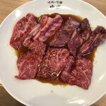 焼肉・冷麺 中道 - ランチセットのお肉　カルビ、ハラミ、ロース