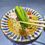 うずとかみなり - 冷やし中華UKには欠かせない 「小松菜のお浸し」