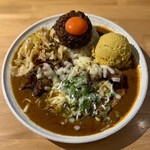 吉田カレー  - ミックス 小・豚・チーズ・アチャール・ポテトサラダ