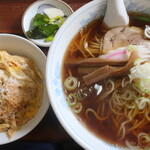 辰巳庵 - ラーメン・ミニカツ丼セット（麺大盛）