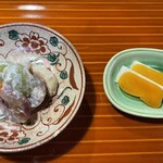 日本料理と日本酒 惠史 - ﾌﾙｰﾂ白和え&ｶﾗｽﾐ