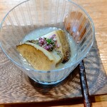 料理屋 染川 - 松本の玉ねぎだったかな？とあわびの蒸したもの