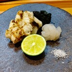 料理屋 染川 - 伝助穴子、白エビ、ツルムラサキ