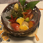 淀川 - 前菜　いが栗も全部手作り　