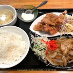 天香美意 - 若鶏の唐揚げ＋豚肉生姜焼き 定食 880円
