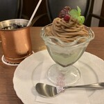 星乃珈琲店 - ミニモンブランパフェセット ¥880(平日ランチタイム価格)