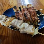 焼鳥 長者 - 豚バラ80円、エノキ巻150円