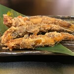 Taishuushouwaizakayakawasakinoyuuyakeichibamboshi - メヒカリ干物唐揚げ ¥109×3