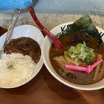 鶏 soba KAMOSHI - 鶏白湯 魚醬油＠750円とミニカレー＠250円