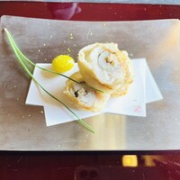 からすみ蕎麦 月と松 - 松茸と鱧の揚げ物