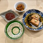 日本橋蛎殻町 すぎた - 筋子 鮑肝の味噌漬け あん肝 新政の火の鳥