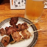 十七番地 - カシラ、ねぎま＋生ビール（小）