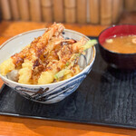 御園天丼 下の一色 - ２０２３年１０月再訪：海老てんこ盛り天丼☆