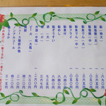 杉ケ瀬ヤナ - メニュー１(2013年）