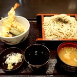 Tsukiji Uemura - 大海老天丼とそば：1,380円