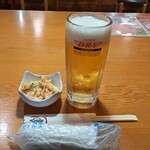 寿司居酒屋 や台ずし - 生ビール539円×2杯、お通し296円