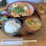 食堂 くるり - アジフライ＆唐揚げネギ盛り定食