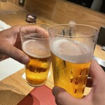 北新地 神威 - 生ビールでカンパーイ！