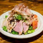 Teketeke salad with mountain wasabi dressing