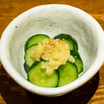 Lightly pickled cucumber topped with delicious ginger
