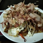 ち せ ん - お好み焼き同様にマヨネーズ、削りぶし、青のり、かつお節をのせました!!
