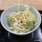 きん寿司 - 甘藍の千切りに赤縮緬萵苣のサラダ