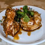 菜香新館 - 殻付き大海老の香港風醤油炒め