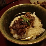 うかい竹亭 - 時雨煮を乗せ、出汁をかけてお茶漬け風に