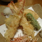 蕎麦ひら井 - 車海老の天ぷら