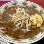 ラーメン もっけだの - 『青唐味噌つけ麺ニンニク野菜マシマシ+ネギ』のつけ汁丼