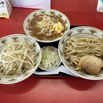 ラーメン もっけだの - 『青唐味噌つけ麺ニンニク野菜マシマシ+ネギ』
