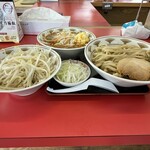 ラーメン もっけだの - 『青唐味噌つけ麺ニンニク野菜マシマシ+ネギ』