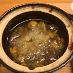 日本料理 太月 - 量少なめコース２３１００円。茸鍋。数種類の天然茸を鴨出汁で仕上げてあります。