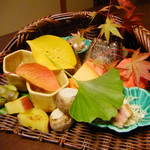 しのはら - 八寸　鰻の印籠詰め、合鴨サラダなどいろいろ