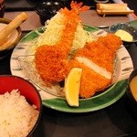 とんかつ太郎 - ロース・ヒレ・エビの相盛り定食