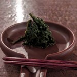 万 - 淹れた後のお茶の葉。優し〜いポン酢で頂きます。