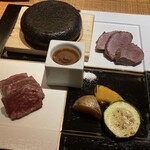 Bourou Noguchi Noboribetsu - [メイン料理]牛モモ肉の石焼き＆低温調理エゾジカ肉(白老産)