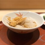 日本橋 蕎ノ字 - ◎車海老の頭二つ目は天つゆで頂く。