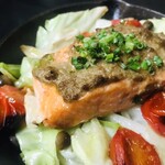 Salmon and truffle grilled style
