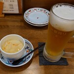 Washoku Sakedokoro Shiosai - 生中とお通しの茶碗蒸し