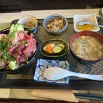 Musashiya - あじのタタキとまぐろ中落ち丼　1200円