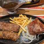 ブロンコビリー - がんこバーグ＆ランチステーキL　ランチセット　1848円